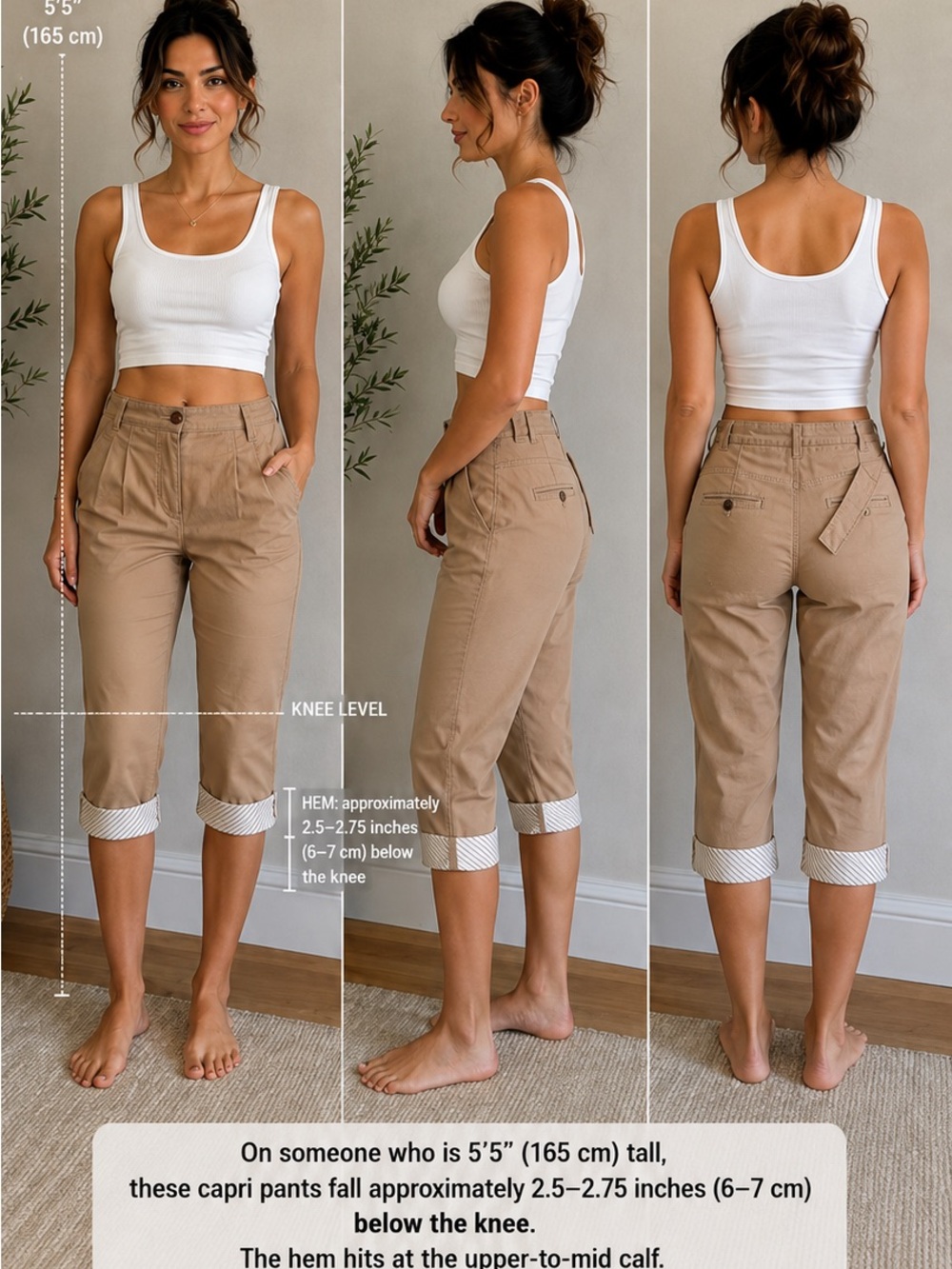 Louis Vuitton Khaki Capri Pants with Cuffed Hem